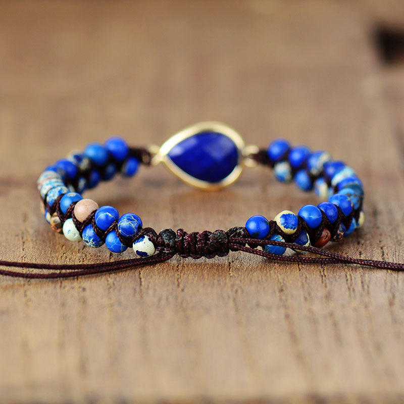Teardrop Lapis Lazuli Wrap Bracelet