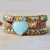 Charming Amazonite Heart Wrap Bracelet