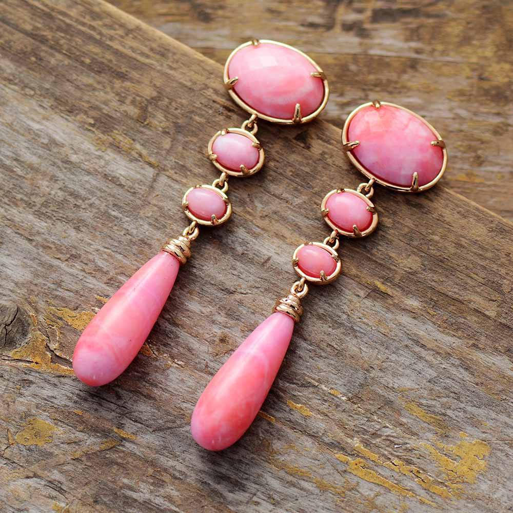 Healing Pink Jade Dangle Earring