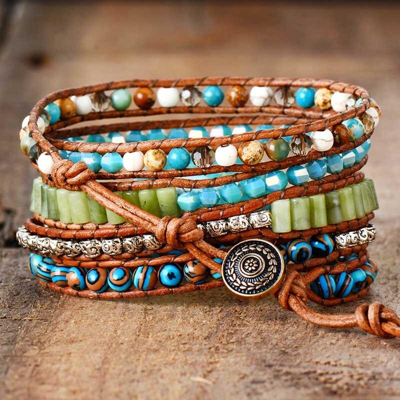 Healing Natural Turquoise Wrap Bracelet