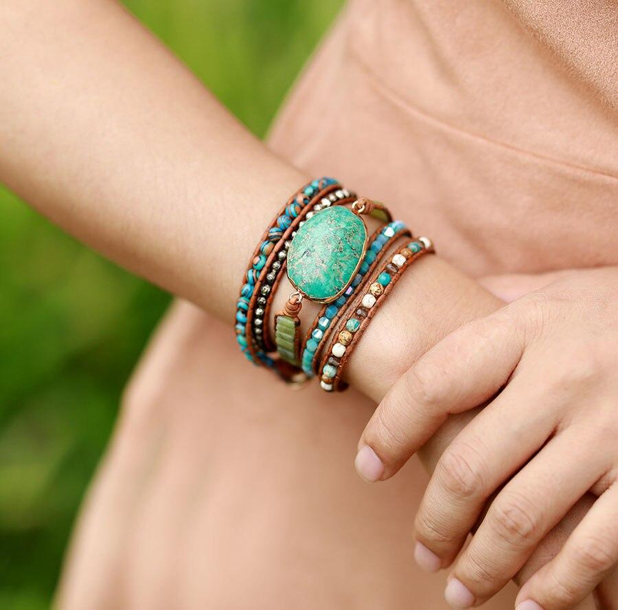 Healing Natural Turquoise Wrap Bracelet