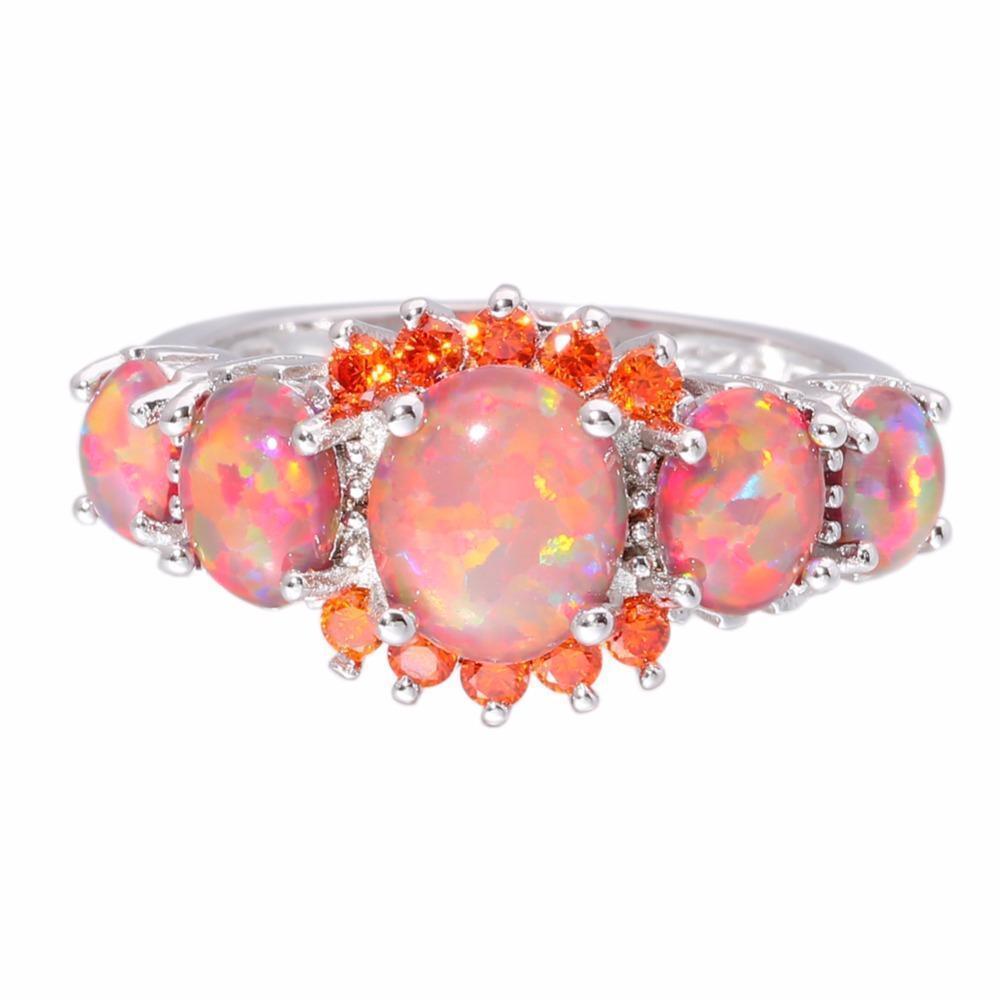 Orange Fire Opal Garnet Ring