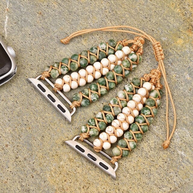 Braided Green Agate Modern Fit Apple Watch Strap