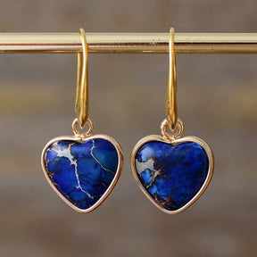 Nurturing Blue Jasper Heart Earrings