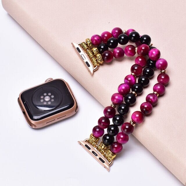 Rhodonite Onyx Blend Perfect Fit Apple Watch Strap